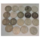 Lot of 19 Morgan and Peace dollars