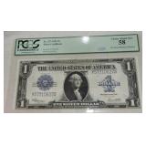 1923 $1 silver certificate PCGS 58