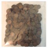 Bag of 489 Lincoln wheat cents 1909-19