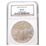 2002 silver Eagle NGC MS69
