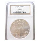 1998 silver Eagle NGC MS69