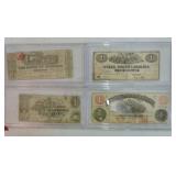 Lot of 4 Confederate bank notes with presentation