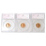 Lot of 3 - 1955-S Lincoln cents, SEGS MS64Red