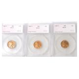 Lot of 3 - 1955-S Lincoln cents, SEGS MS64Red