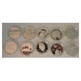 Lot of 10 modern commemorative dollars