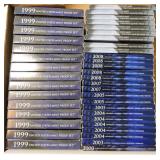 Lot of 41 proof sets: 15 - 1999, quarter proof