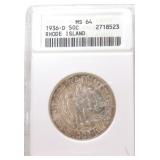 1936-D Rhode Island half ANACS MS64