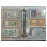 Large 3 ring binder of foreign currency, 297 pcs