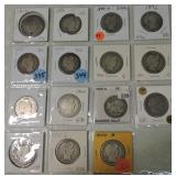 Page of 1 Bust and 14 Liberty seated halves