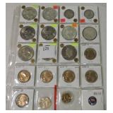 Page of 9 Ike dollars including silver, 2 SBA