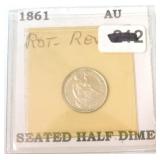 1861 seated Liberty half dime AU