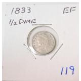1833 Bust half dime EF