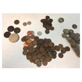 US coin lot: 2 Ike dollars, 3 large cents,