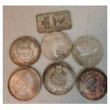 Lot of 7 - 1 ounce silver, .999