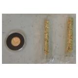 14kt gold coin and 2 vials of gol dust