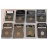 Lot of 4 slabbed Indian cents and 4 slabbed