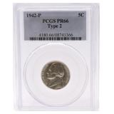 1942-P Jefferson nickel Ty 2, PCGS PR66