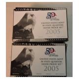 Lot of 13 quarter proof sets: 5 silver - 2004,