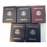 Lot of 5 silver Eagle proofs: 1994, 3 - 2002, 2003