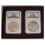 Binion silver Morgan and Peace dollar set,