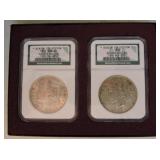 Binion silver Morgan and Peace dollar set,