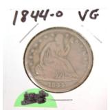 1844-O seated Liberty half VG