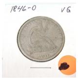 1846-O seated Liberty half VG