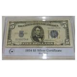 1934 $5 silver certificate