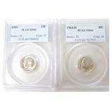 1964 P & D Roosevelt dimes PCGS MS66