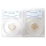 1961 P & D Roosevelt dimes PCGS MS66