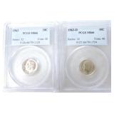 1963 P & D Roosevelt dimes PCGS MS66