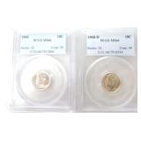 1960 P & D Roosevelt dimes PCGS MS66