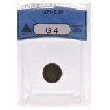 1871-S Liberty seated half dime ANACS G4