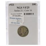 1921 Mercury dime VF25