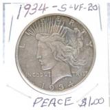 1934-S Peace VF
