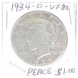 1934-D Peace VF