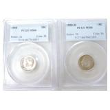 1958 P & D Roosevelt dimes PCGS MS66