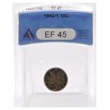 1942/1 Mercury dime ANACS EF45