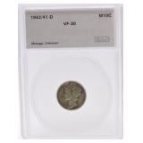 1942/1-D Mercury dime SEGS VF30