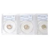 1954 P, D, & S Roosevelt dimes PCGS MS66