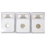 1951-P, D, & S Roosevelt dimes NGC MS67
