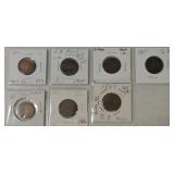 Page of 1 half cent and 6 - two cent pieces