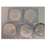 Lot of 5 silver Eagles