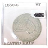 1860-S seated Liberty half VF