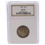 1897 Barber quarter NCG MS63