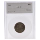 1876 Twenty cent piece SEGS AU50