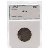 1876-S Liberty seated quarter PCI VF20