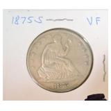 1875-S seated Liberty half VF