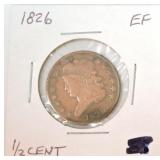 1826 half cent EF