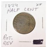 1829 half cent XF
